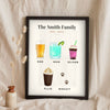 Lifestyle - Personalised Family Drinks Print leaning in a frame with dried flowers