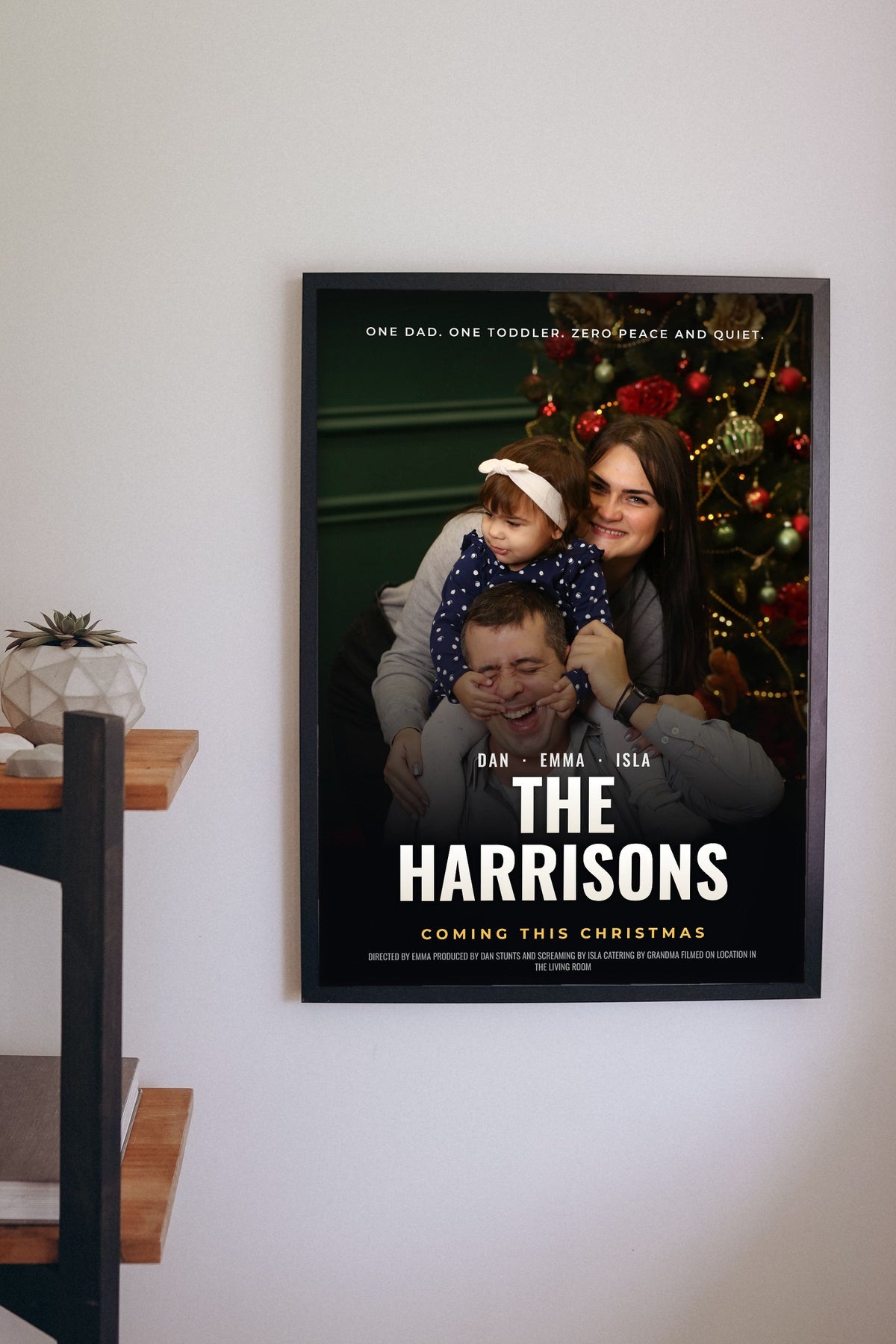 Lifestyle - Personalised Family Movie Poster hanging on a living room wall