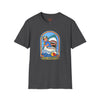White t-shirt with Stay Positive Dark Humour Shark