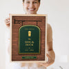 Lifestyle - Personalised Home Bar Pub Sign Print held by a smiling woman