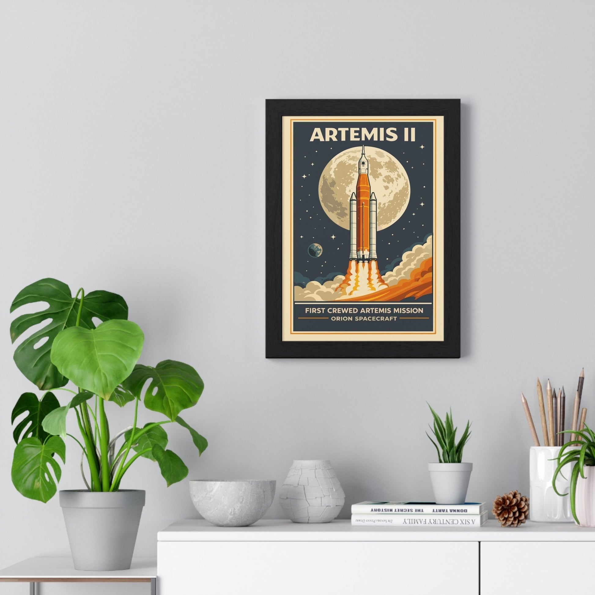 Framed Artemis II Space poster