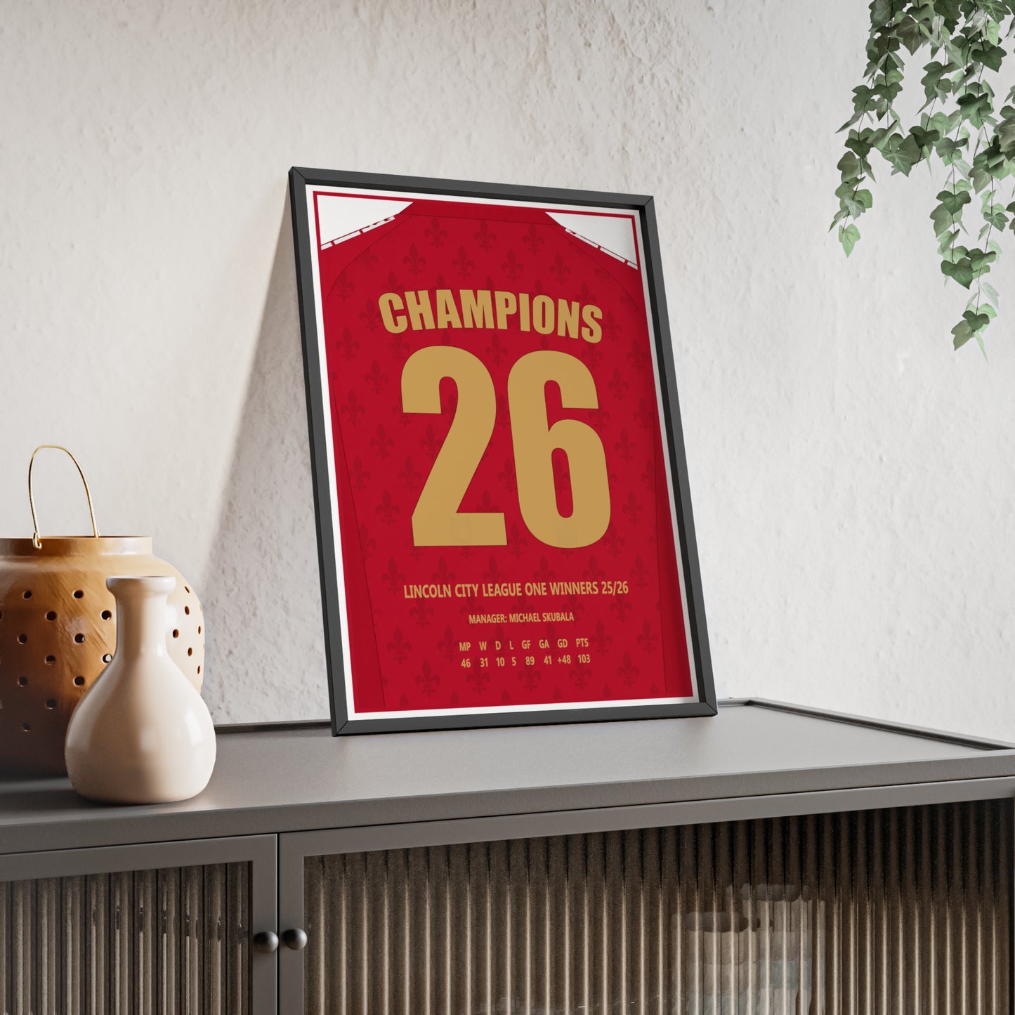 Lincoln City League One Winners 2026 Champions 26 framed poster