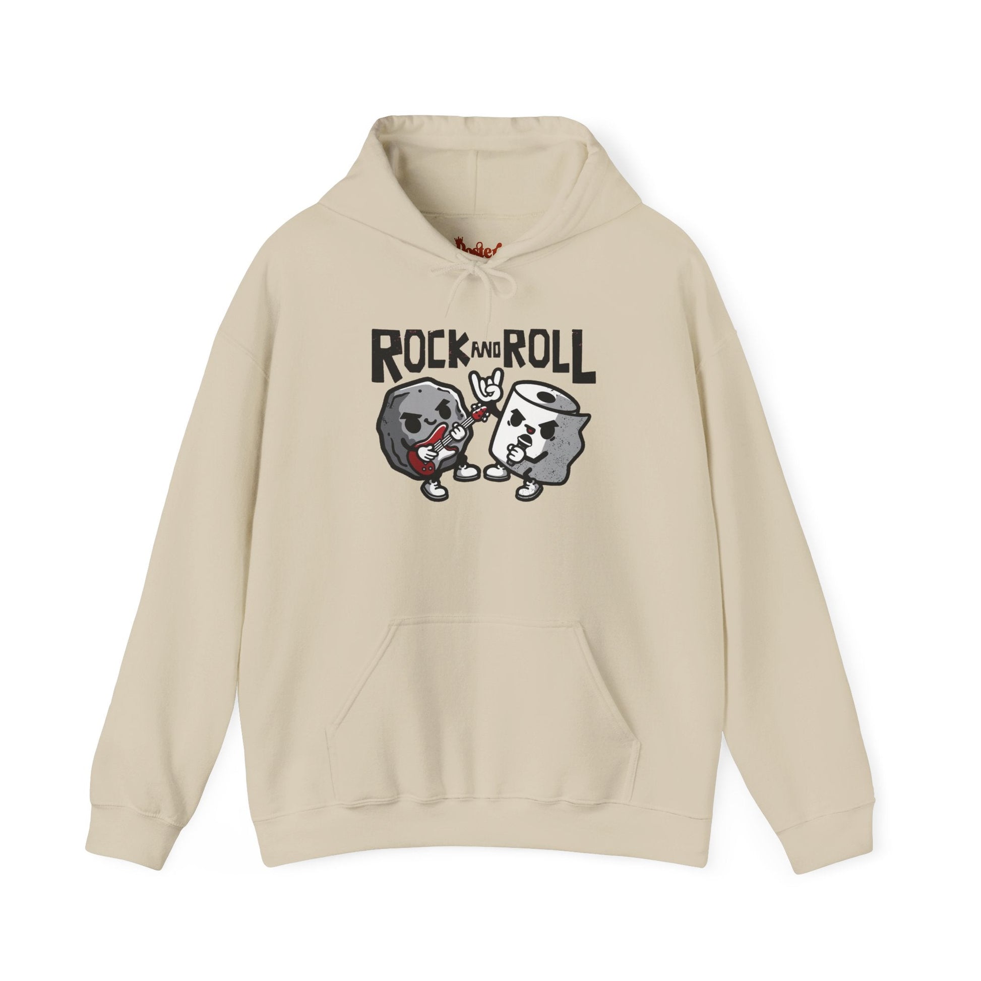 Grey t-shirt with Rock and Roll Hoodie Music Pun Hooded Sweatshirt
