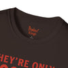Light Blue t-shirt with They're Only Noodles Michael Horror Movie Parody