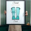 Lifestyle - Personalised Occupation Welly Boots Print held up in a bright room