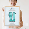Lifestyle - Personalised Occupation Welly Boots Print held by a smiling woman