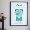 Lifestyle - Personalised Occupation Welly Boots Print hanging on a living room wall