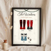 Lifestyle - Personalised Christmas Family Welly Boots Print leaning in a frame with dried flowers