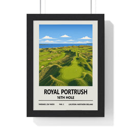 Royal Portrush golf course poster framed in black wood