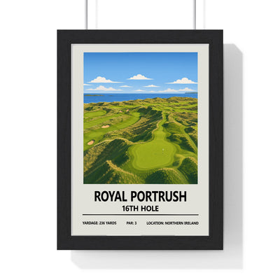 Royal Portrush golf course poster framed in black wood