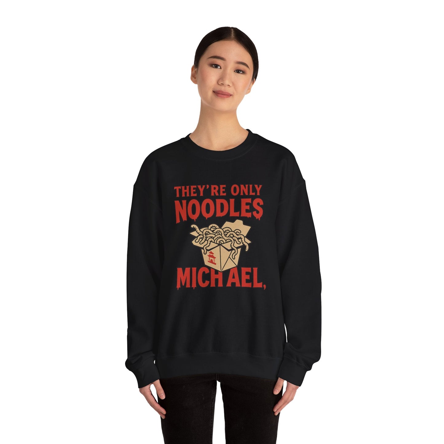 Ash t-shirt with They're Only Noodles Michael Sweatshirt Horror Movie Parody