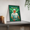 Angled Rory McIlroy Masters Champion golf poster on framed sideboard display