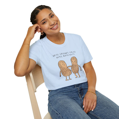 Black t-shirt with We're Both Nuts Best Friend Peanut