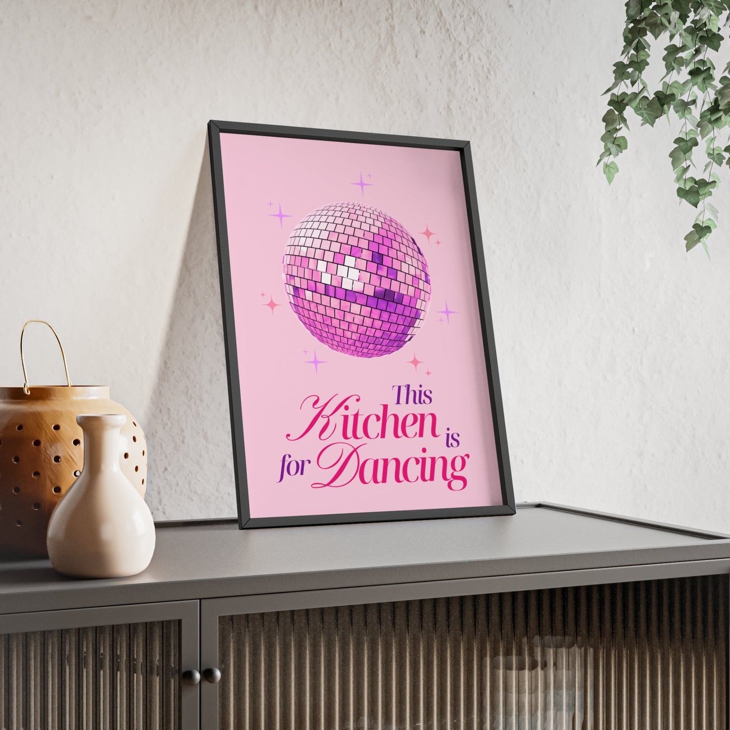Framed Pink Disco Kitchen Print This Kitchen is for Dancing print