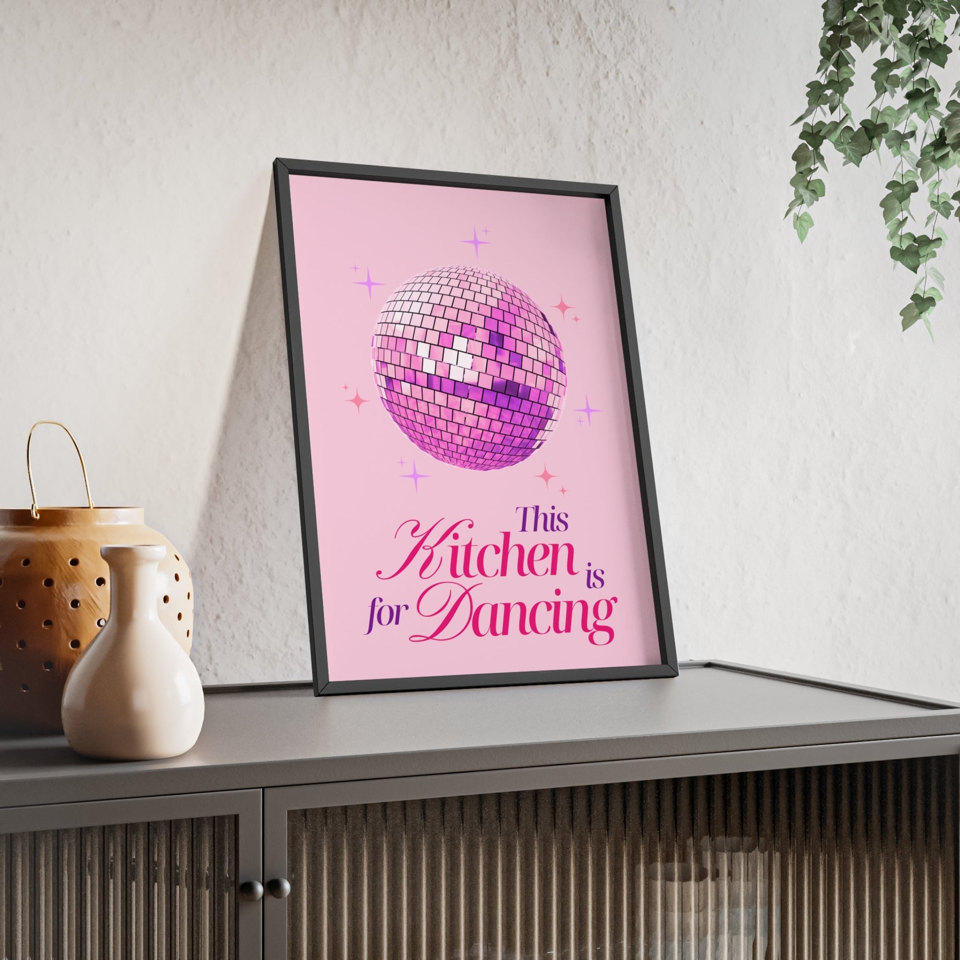 Framed Pink Disco Kitchen Print This Kitchen is for Dancing print