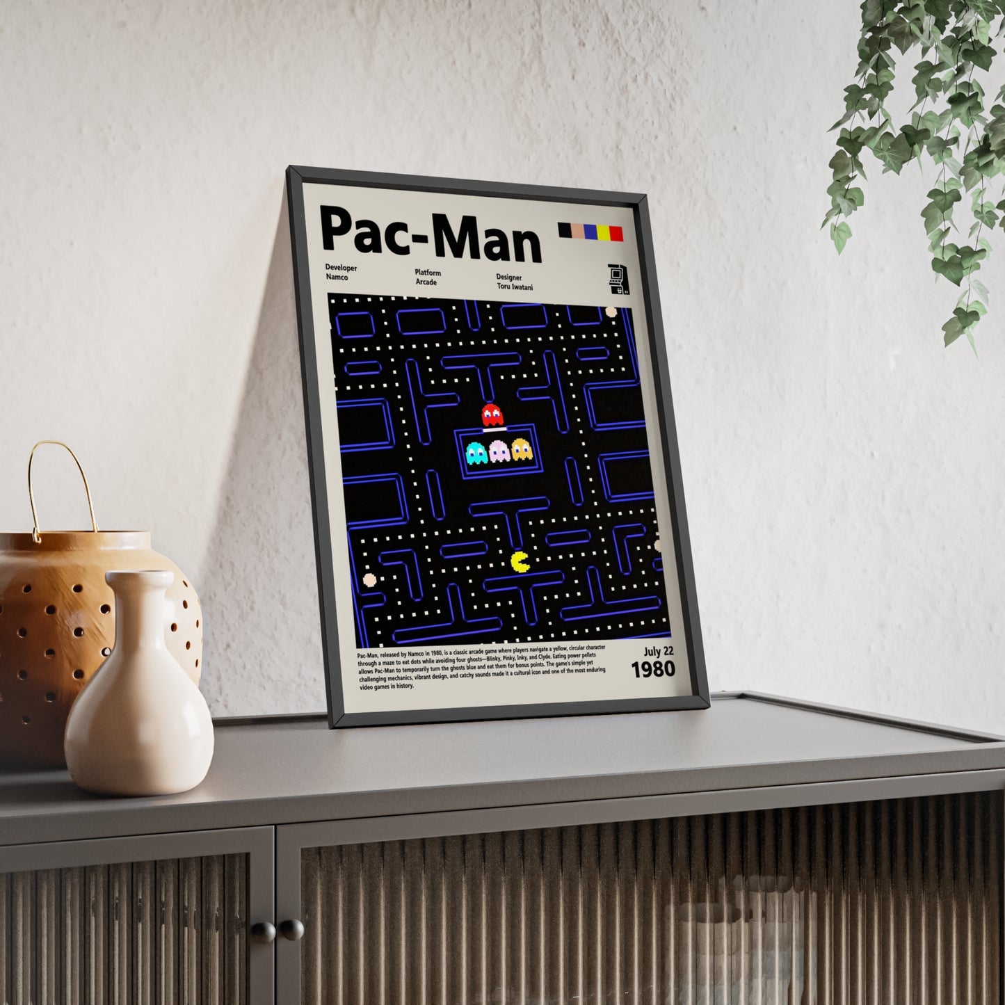 Pac-Man 1980 - Video Game Info minimalist Poster