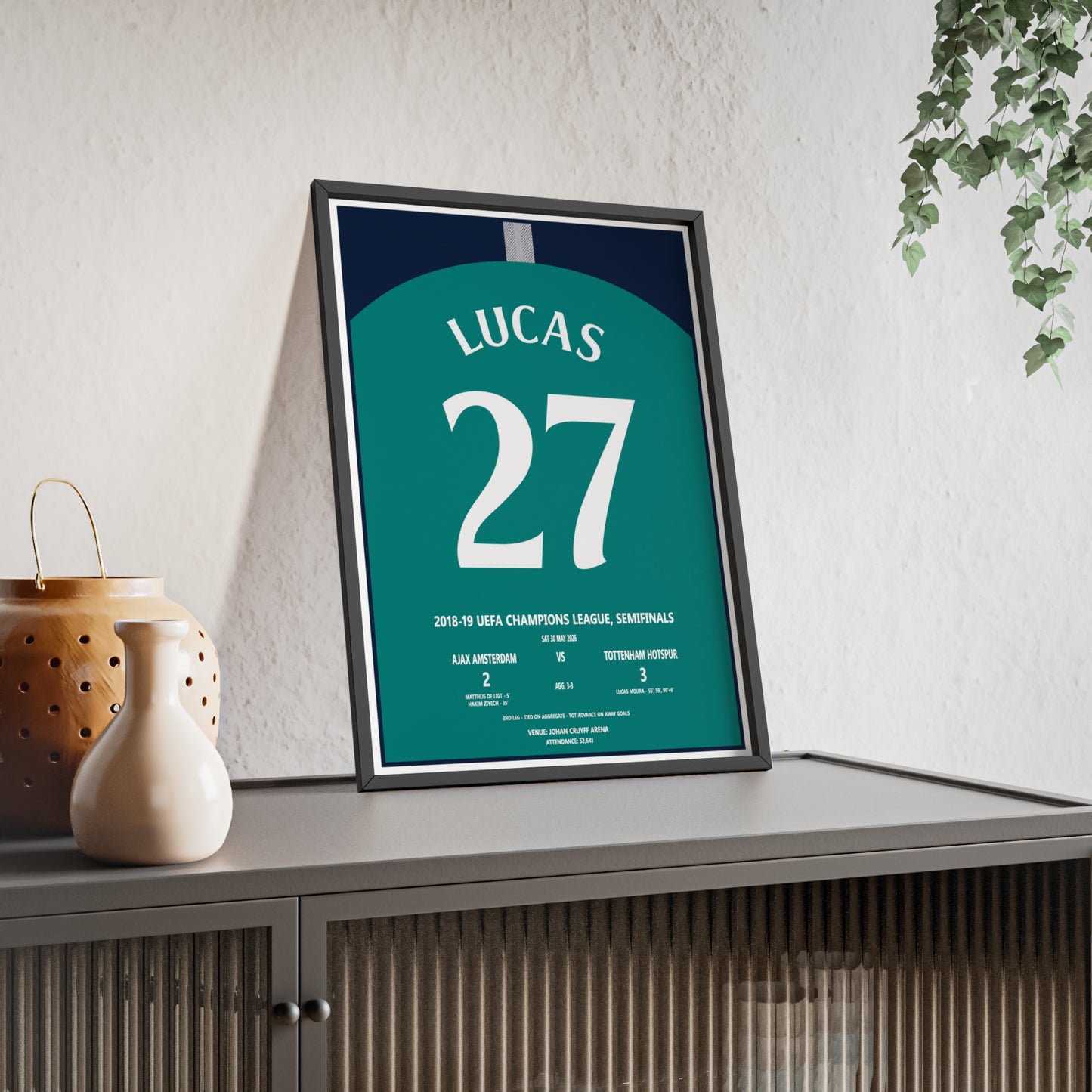 Tottenham 2018-19 Champions League semifinal Lucas 27 framed lifestyle mockup