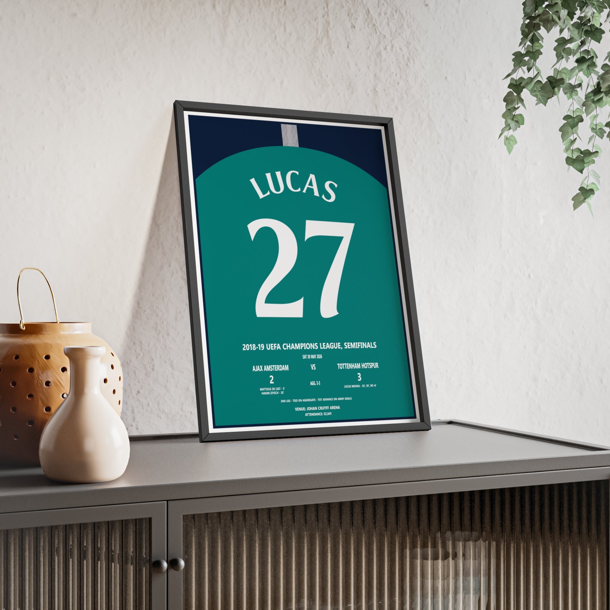 Tottenham 2018-19 Champions League semifinal Lucas 27 framed lifestyle mockup