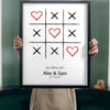 Lifestyle - Personalised Couple Tic Tac Toe Print held up in a bright room