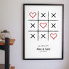 Lifestyle - Personalised Couple Tic Tac Toe Print hanging on a living room wall