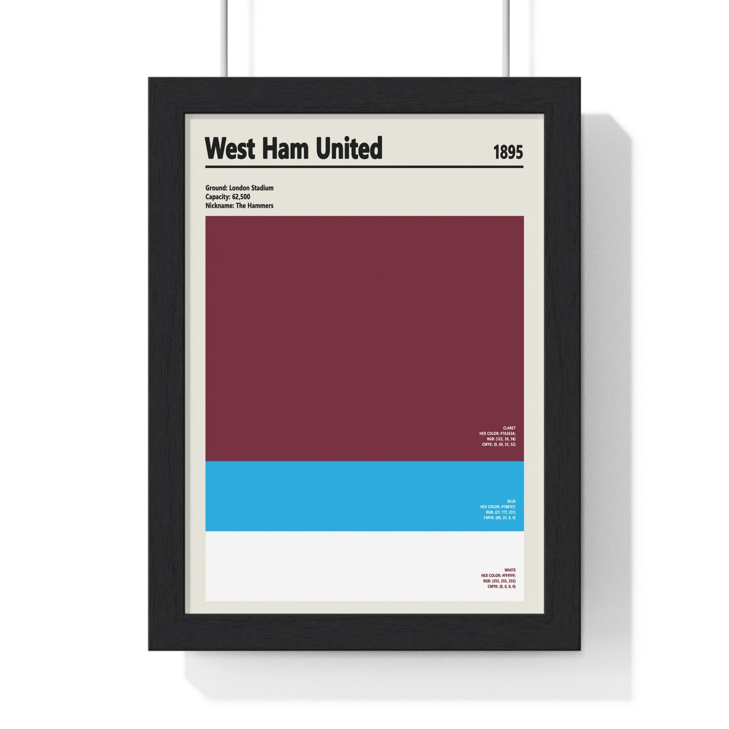 West Ham United colour swatch wall art print