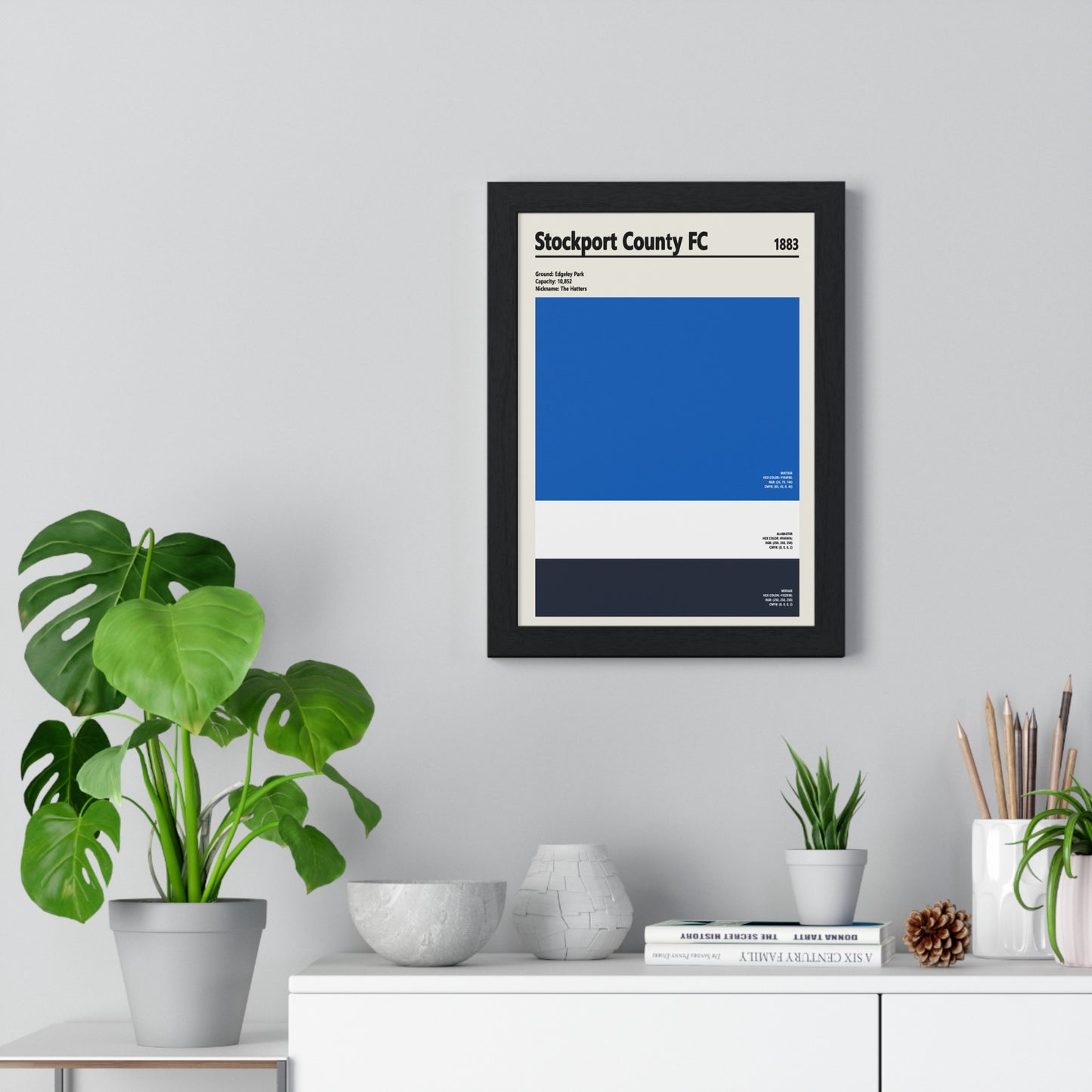 Stockport County FC colour swatch wall art modern football decor