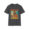 Navy t-shirt with Mister Tea Pop Culture Parody
