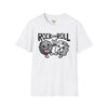White t-shirt with Rock and Roll Music Pun