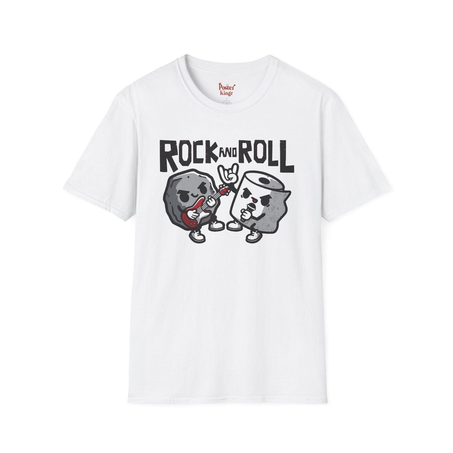 White t-shirt with Rock and Roll Music Pun