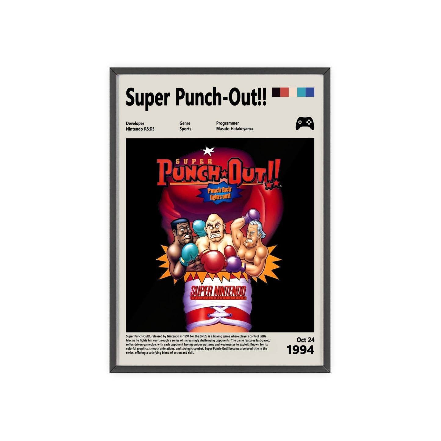 Super Punch out 1994 - Video Game Info minimalist Poster