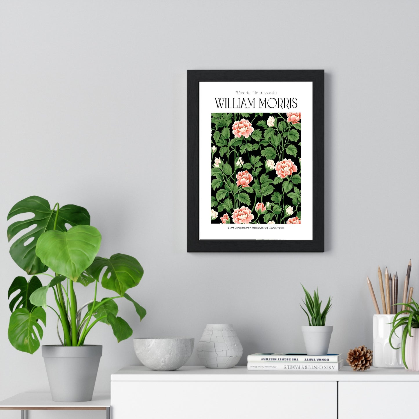 11x14-09 framed poster displayed on living room wall