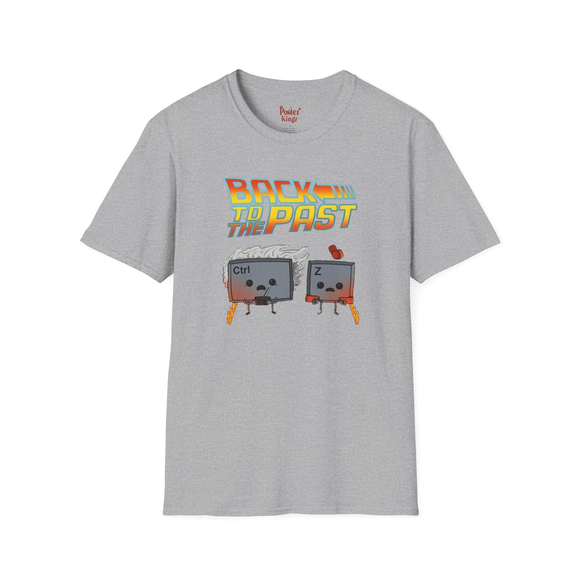 Navy t-shirt with Back to the Past Ctrl Z Tech Programmer Parody