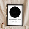 Lifestyle - Personalised Couple Star Map Print leaning in a frame with dried flowers