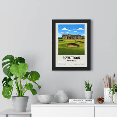 Royal Troon golf poster framed on living room wall
