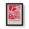 Ashton Gate Stadium map print in red wall art design