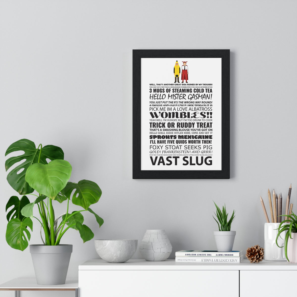 Bottom word cloud quotes print framed on a wall - unofficial fan art by Poster Kingz
