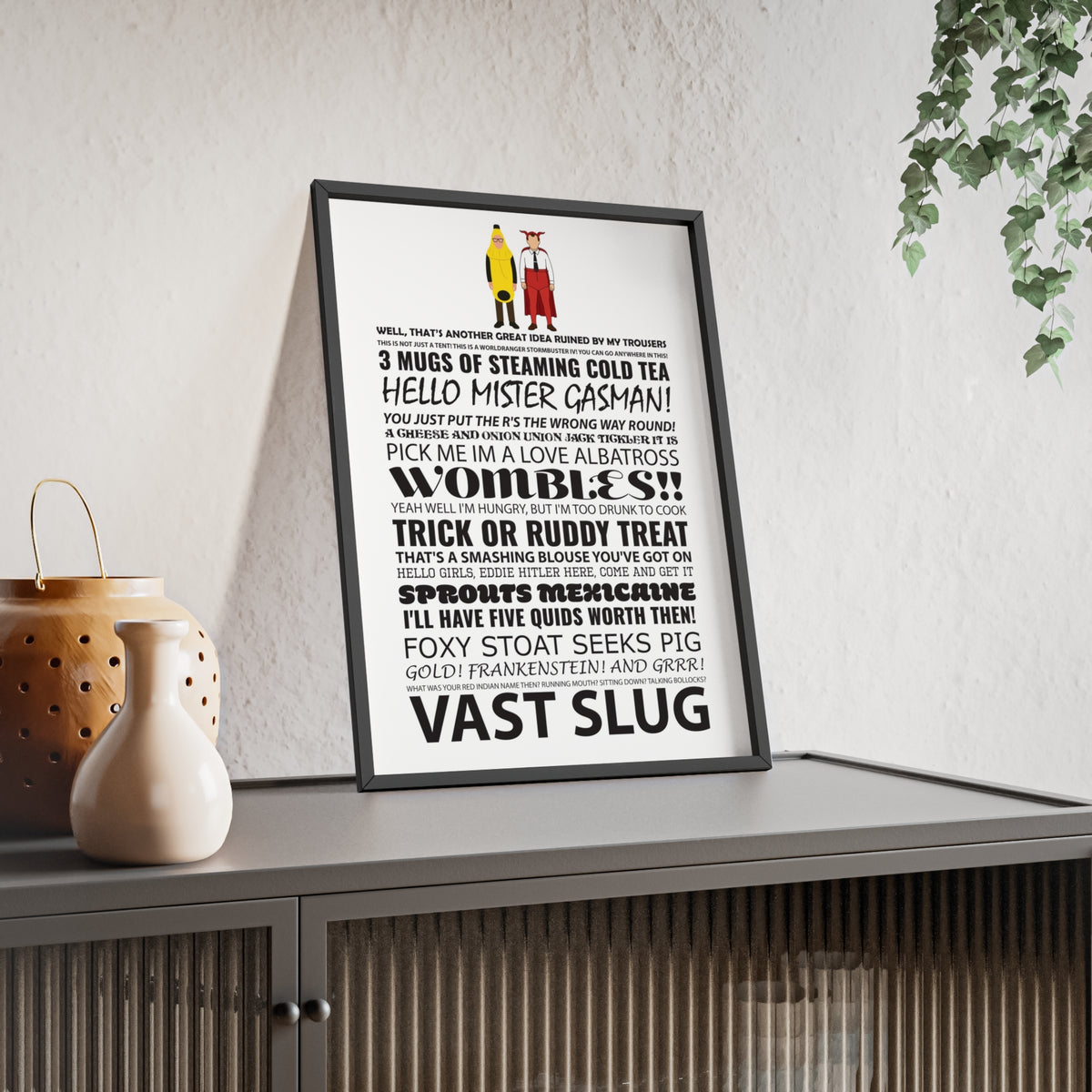 Bottom word cloud quotes print framed on a wall - unofficial fan art by Poster Kingz