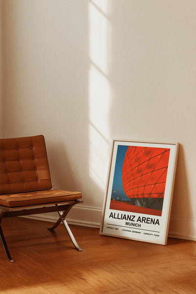 Framed Bayern Munich Allianz Arena poster close-up detail