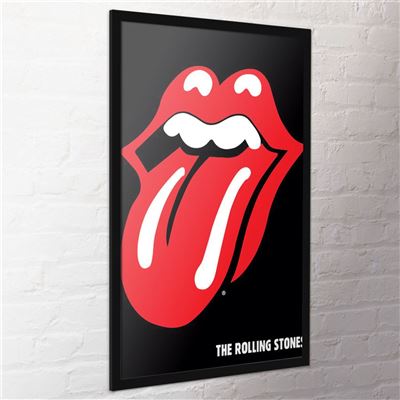 Close-up detail of The Rolling Stones red tongue logo print on official maxi poster