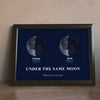 Lifestyle - Personalised Under the Same Moon Print leaning on a wooden sideboard