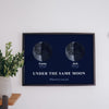 Lifestyle - Personalised Under the Same Moon Print hanging on a living room wall