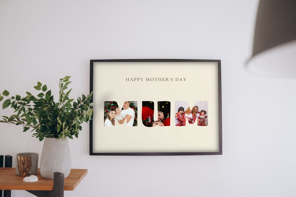 Lifestyle - Personalised Mother's Day Photo Print hanging on a living room wall