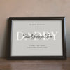 Lifestyle - Personalised Daddy Print leaning on a wooden sideboard