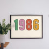 Lifestyle - The Year You Were Born Retro Print hanging on a living room wall