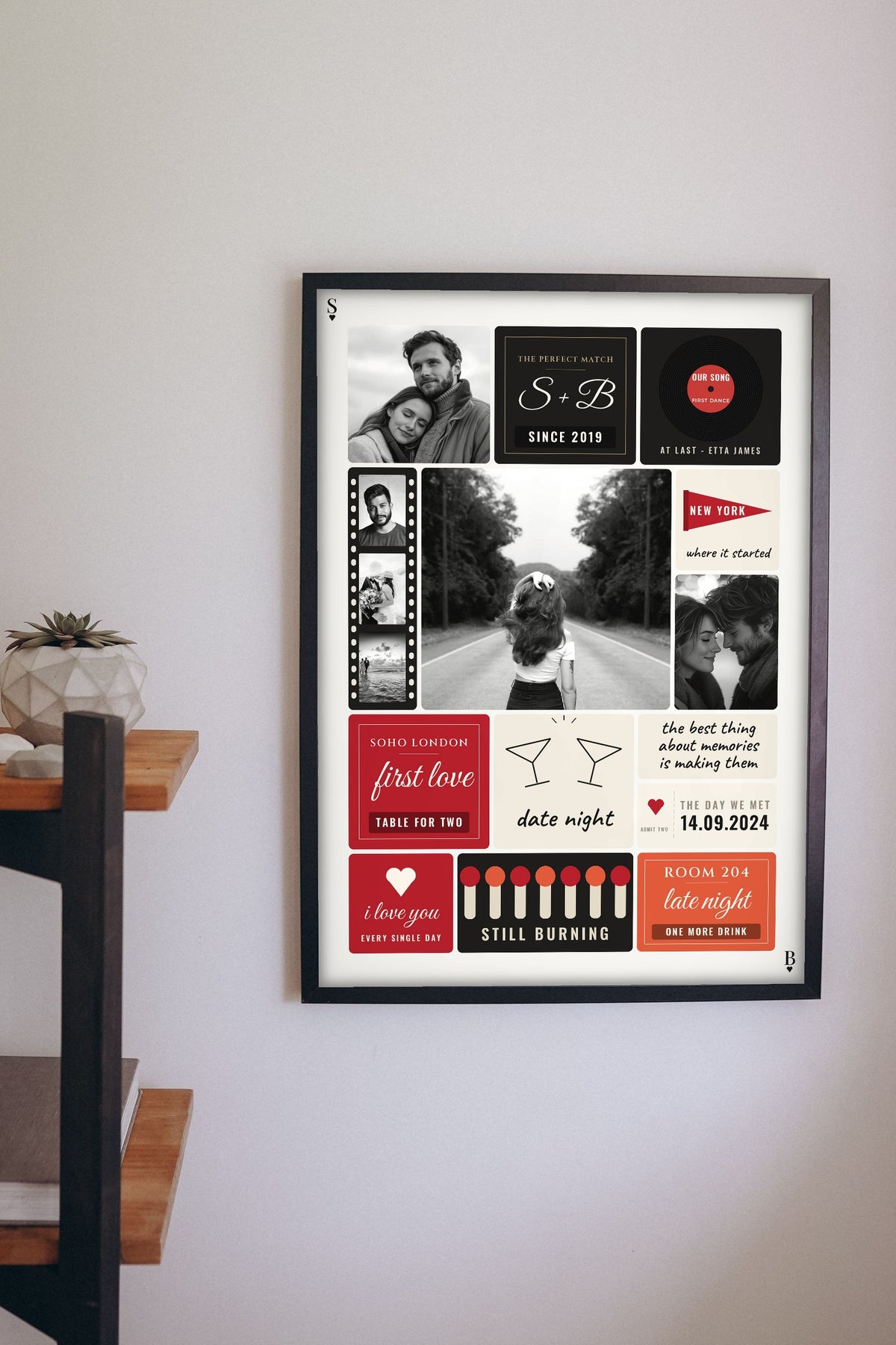 Lifestyle - Matchbox Memories collage print hanging on a wall