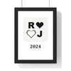 Custom couples monogram print framed in white and black