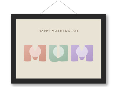 Personalised MUM photo print displayed in a black frame for Mother's Day