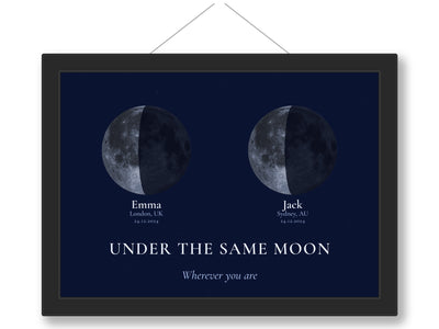Personalised Under the Same Moon print framed as a long-distance gift