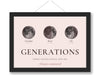 Personalised three generations moon print framed as a family keepsake