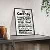 Only Fools and Horses word cloud quotes print framed on a wall - unofficial fan art by Poster Kingz